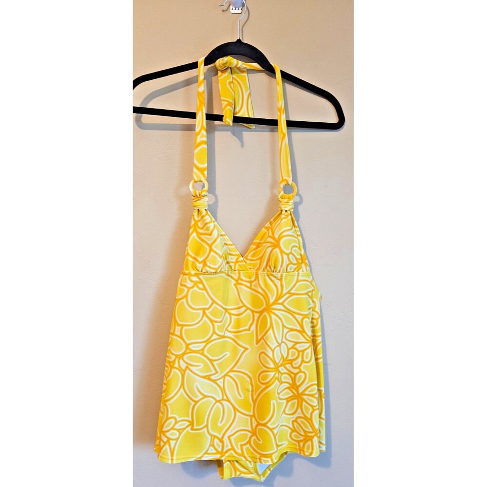 BEACH BAY  Swimsuit Tropical yellow  Floral One-Piece  Sz: 8